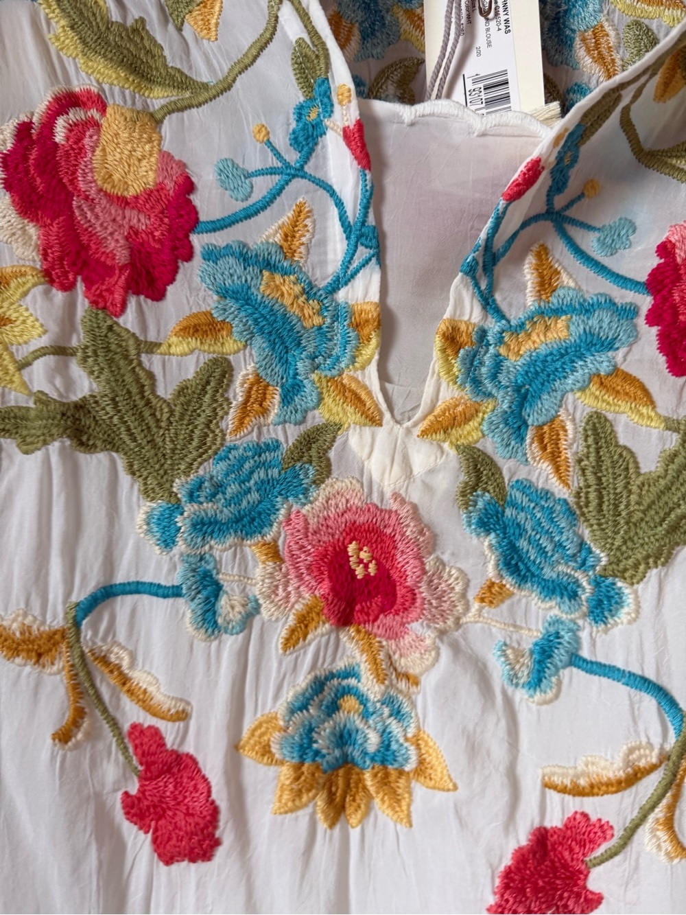 Johnny Was White Embroidered Floral Tunic Top - Picture 2 of 9